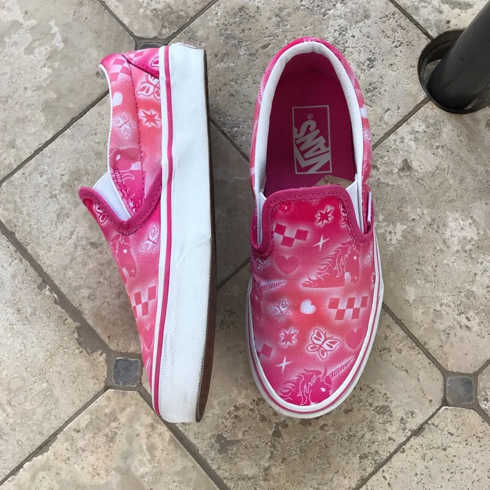 VANS Pink White Tie-Dye Slip-On Slide Tennis Shoes (Unisex) - Picture 1 of 10